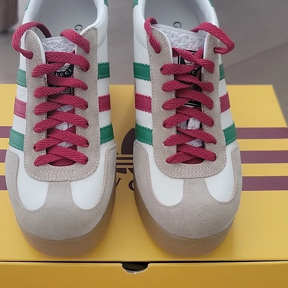 New Gucci X Adidas Gazelle Wedge Sneakers, Size 37, 7 - Picture 5 of 9